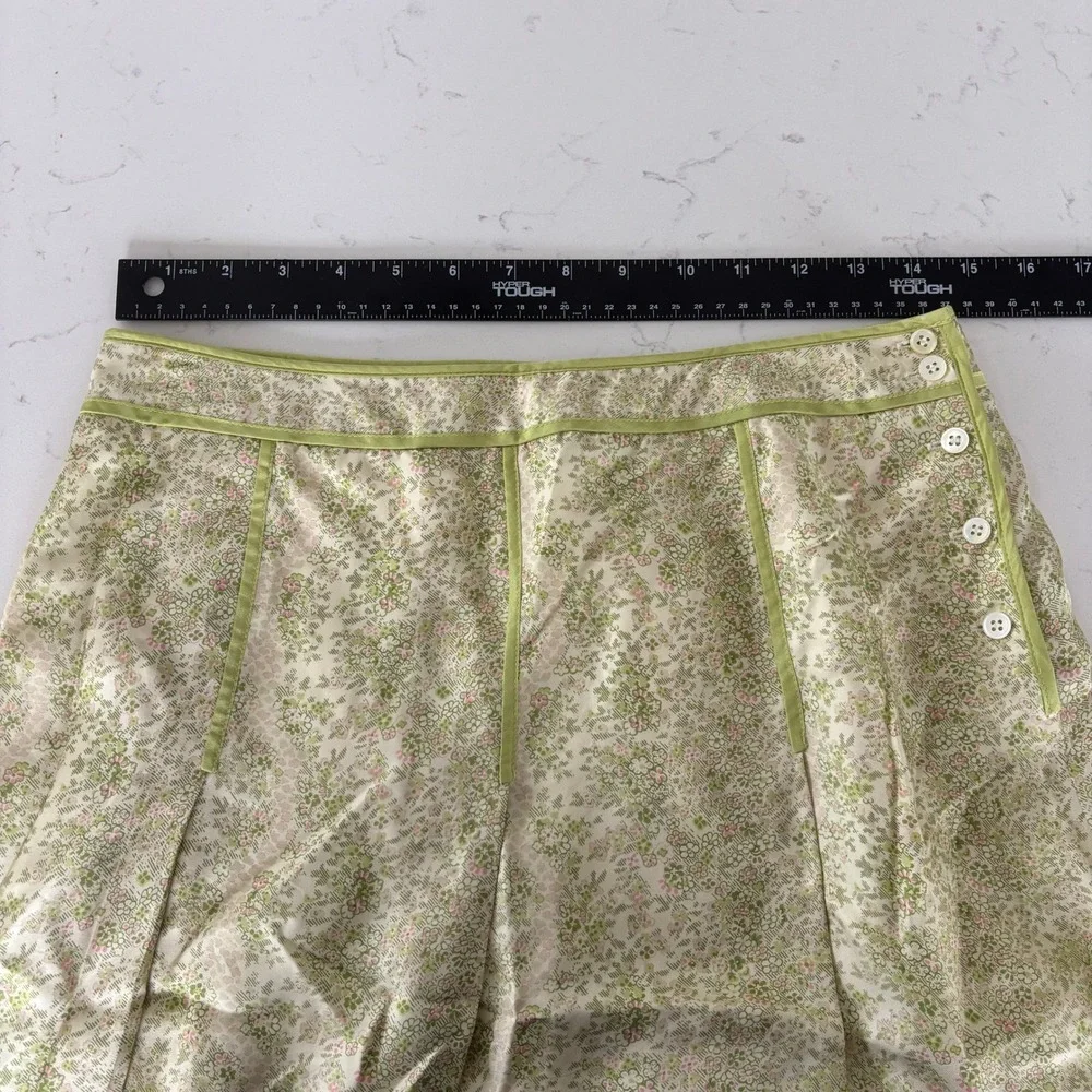90s Vintage Ann Taylor Silk Skirt 8P Green Floral A Line Cottage Fairy Coquette